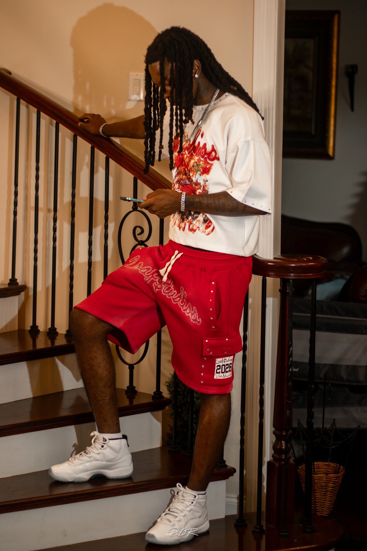 Red/White Shirt Short Set